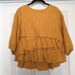Adorable yellow ruffle top